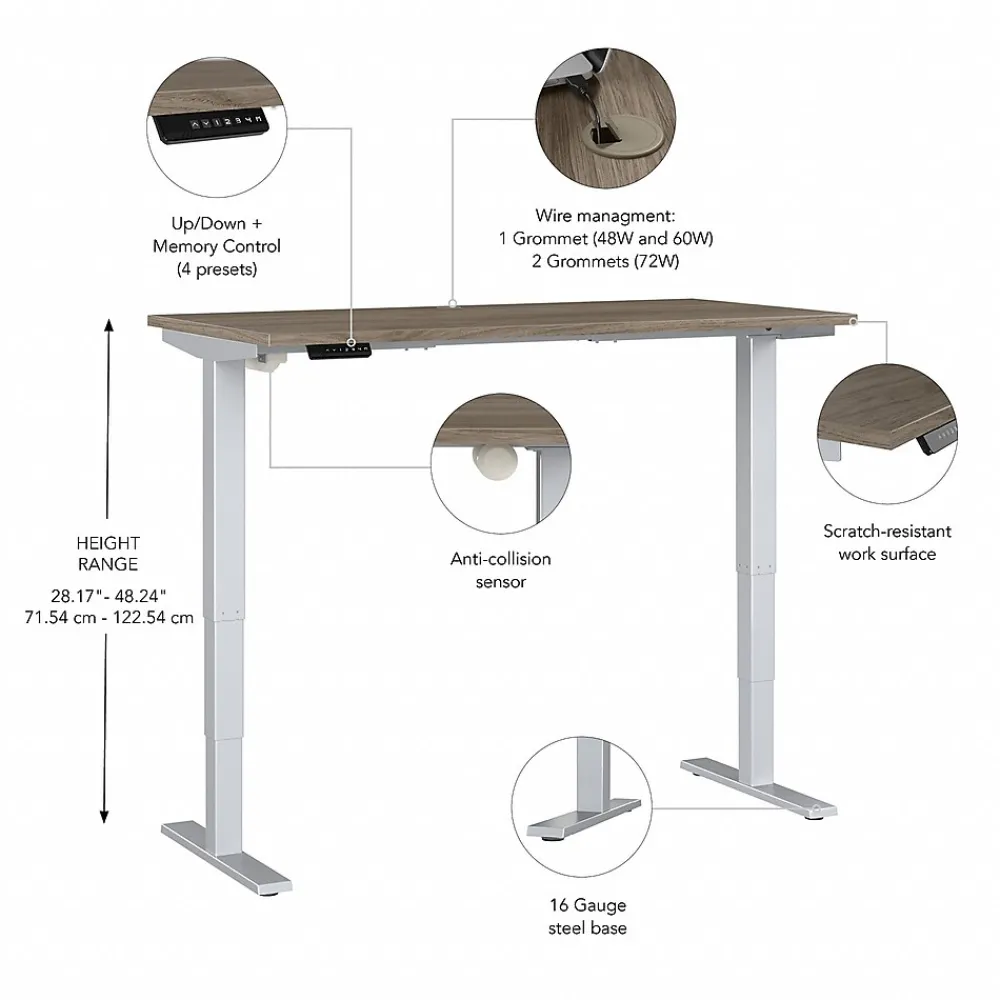 Standing Desks*Bush Business Furniture Move 40 Series 72"W Electric Height Adjustable Standing Desk, Modern Hickory/Cool Gray (M4S7230MHSK)