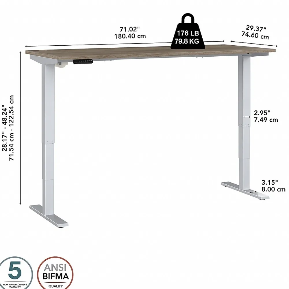 Standing Desks*Bush Business Furniture Move 40 Series 72"W Electric Height Adjustable Standing Desk, Modern Hickory/Cool Gray (M4S7230MHSK)