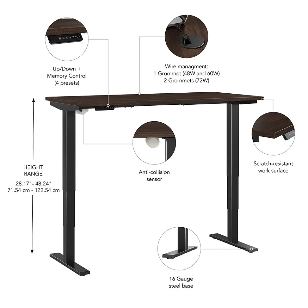 Standing Desks*Bush Business Furniture Move 40 Series 60"W Electric Height Adjustable Standing Desk, Black Walnut/Black (M4S6030BWBK)