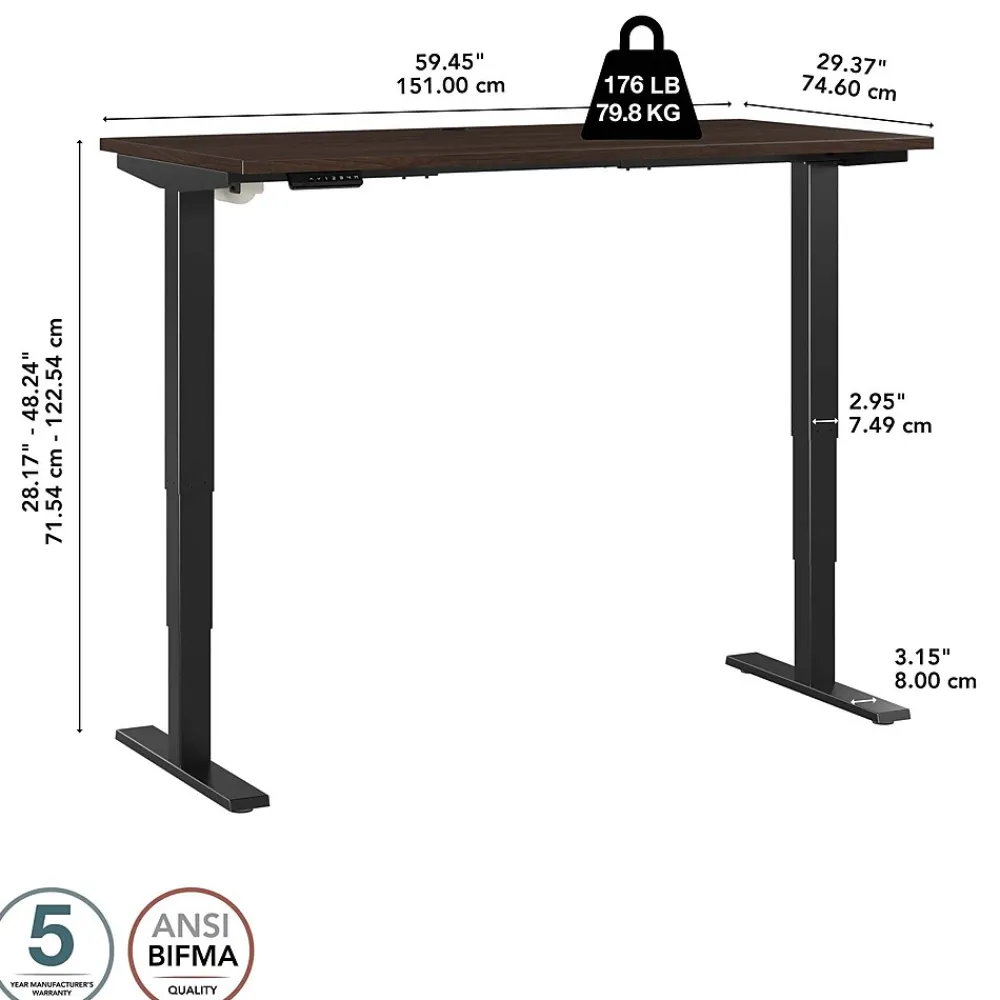 Standing Desks*Bush Business Furniture Move 40 Series 60"W Electric Height Adjustable Standing Desk, Black Walnut/Black (M4S6030BWBK)
