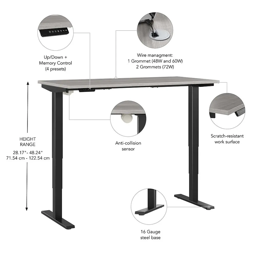Standing Desks*Bush Business Furniture Move 40 Series 60"W Electric Height Adjustable Standing Desk, Platinum Gray/Black (M4S6030PGBK)
