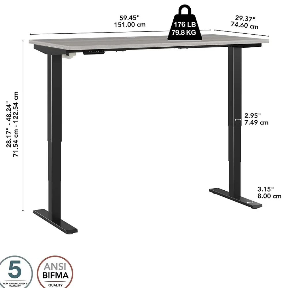 Standing Desks*Bush Business Furniture Move 40 Series 60"W Electric Height Adjustable Standing Desk, Platinum Gray/Black (M4S6030PGBK)