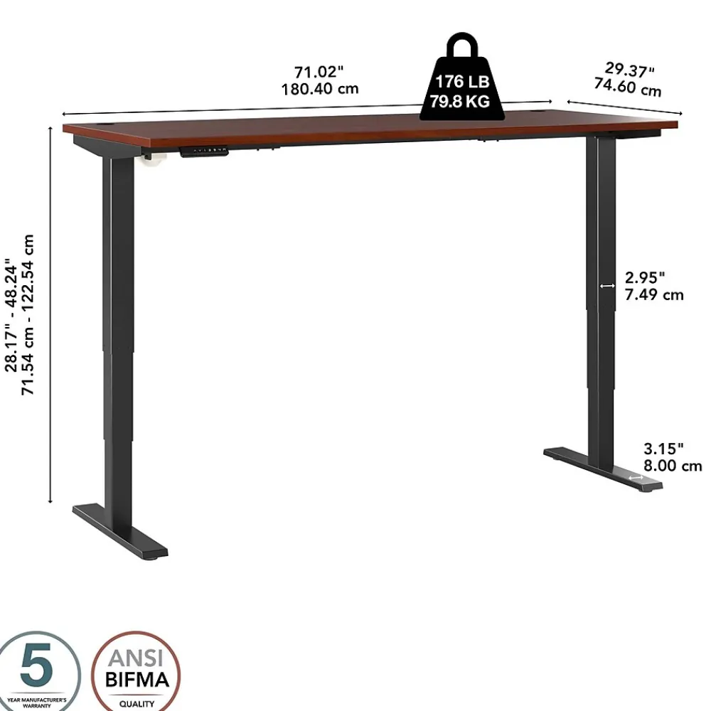 Standing Desks*Bush Business Furniture Move 40 Series 72"W Electric Height Adjustable Standing Desk, Hansen Cherry/Black (M4S7230HCBK)