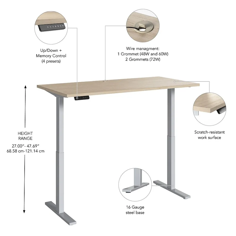 Standing Desks*Bush Business Furniture Move 60 Series 60"W Electric Adjustable Standing Desk, (M6S6030NESK) Natural Elm/Cool Gray Metallic