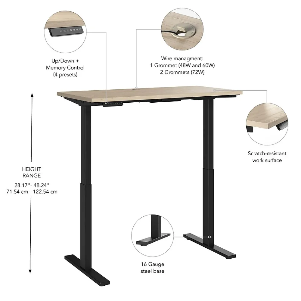 Standing Desks*Bush Business Furniture Move 60 Series 48"W Electric Adjustable Standing Desk, (M6S4824NEBK) Natural Elm/Black Powder Coat
