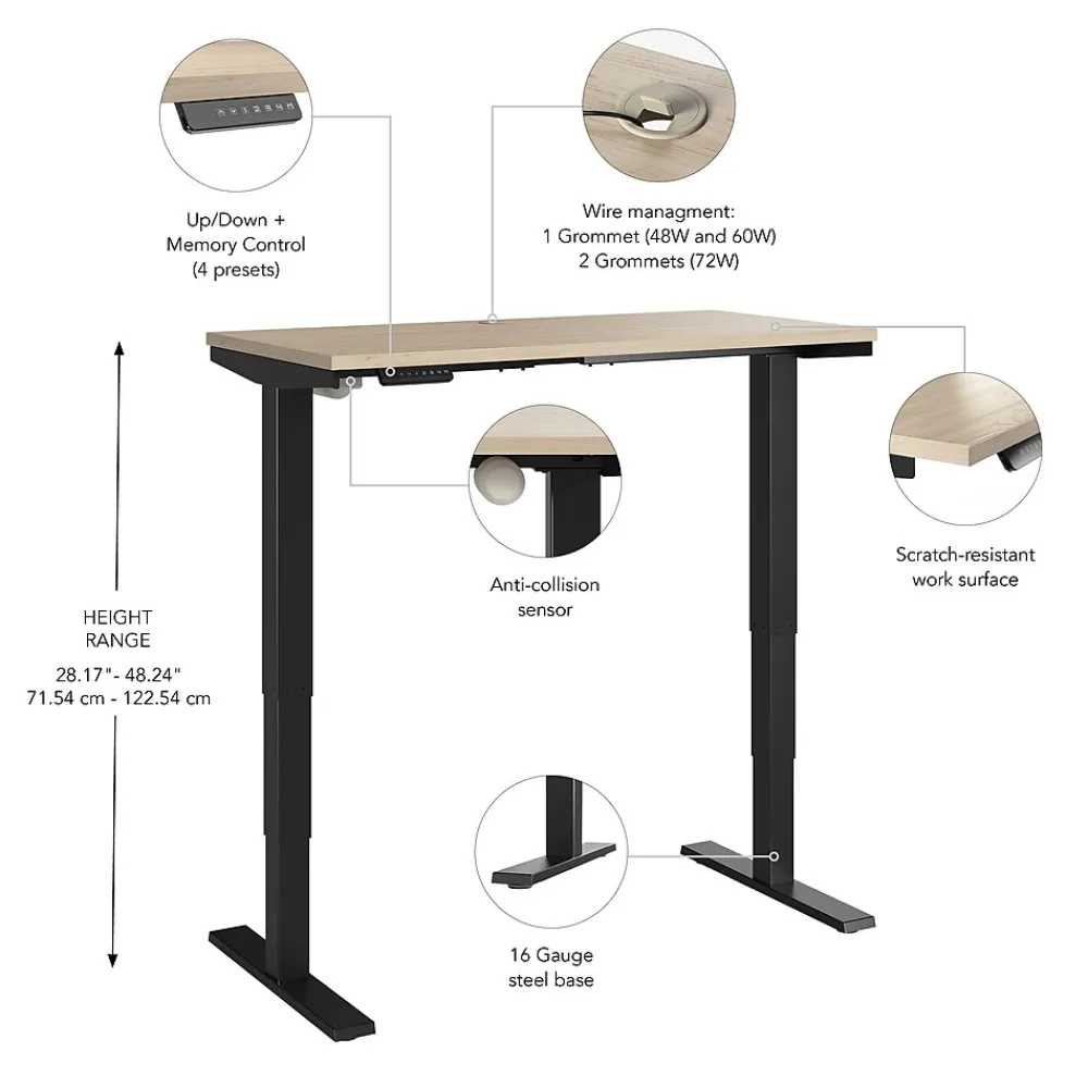 Standing Desks*Bush Business Furniture Move 40 Series 48"W Electric Adjustable Standing Desk, (M4S4824NEBK) Natural Elm/Black Powder Coat