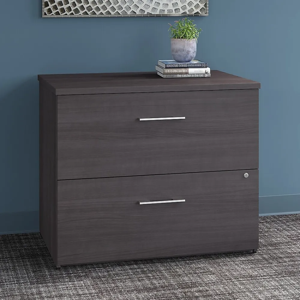 File Cabinets*Bush Business Furniture Office 500 2-Drawer Lateral File Cabinet, Locking, Letter/Legal, , 35.67" (OFF136SGSU) Storm Gray