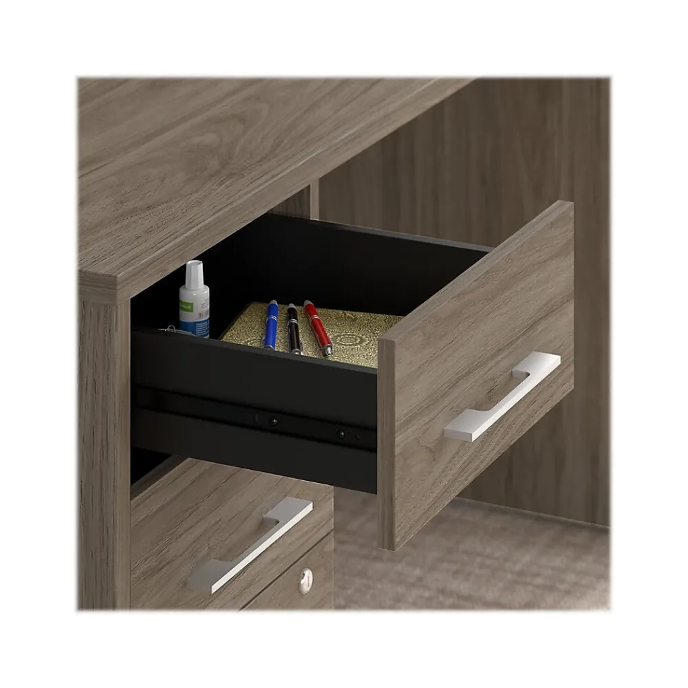Computer Desks*Bush Business Furniture Office 500 72"W Executive Desk with Drawers, Lat File Cabinets and Hutch, (OF5001MHSU) Modern Hickory