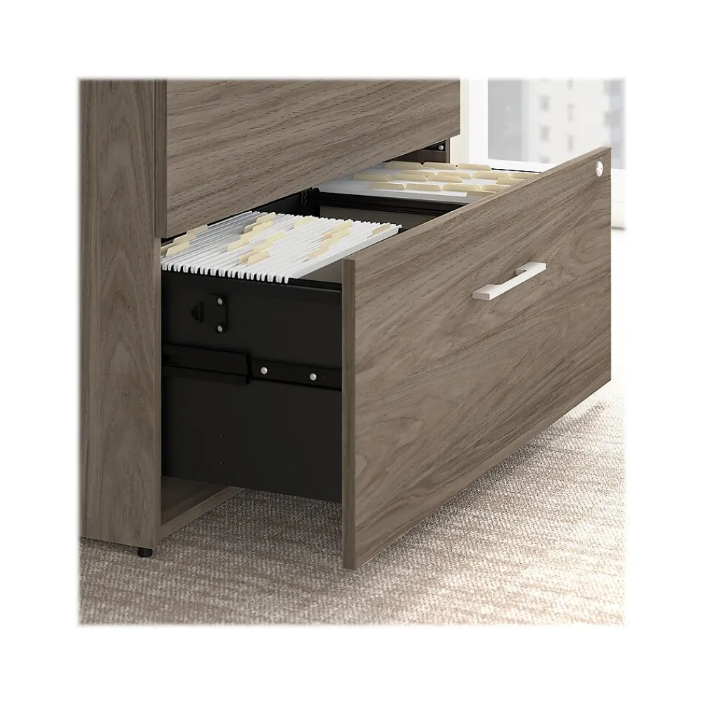 Computer Desks*Bush Business Furniture Office 500 72"W Executive Desk with Drawers, Lat File Cabinets and Hutch, (OF5001MHSU) Modern Hickory
