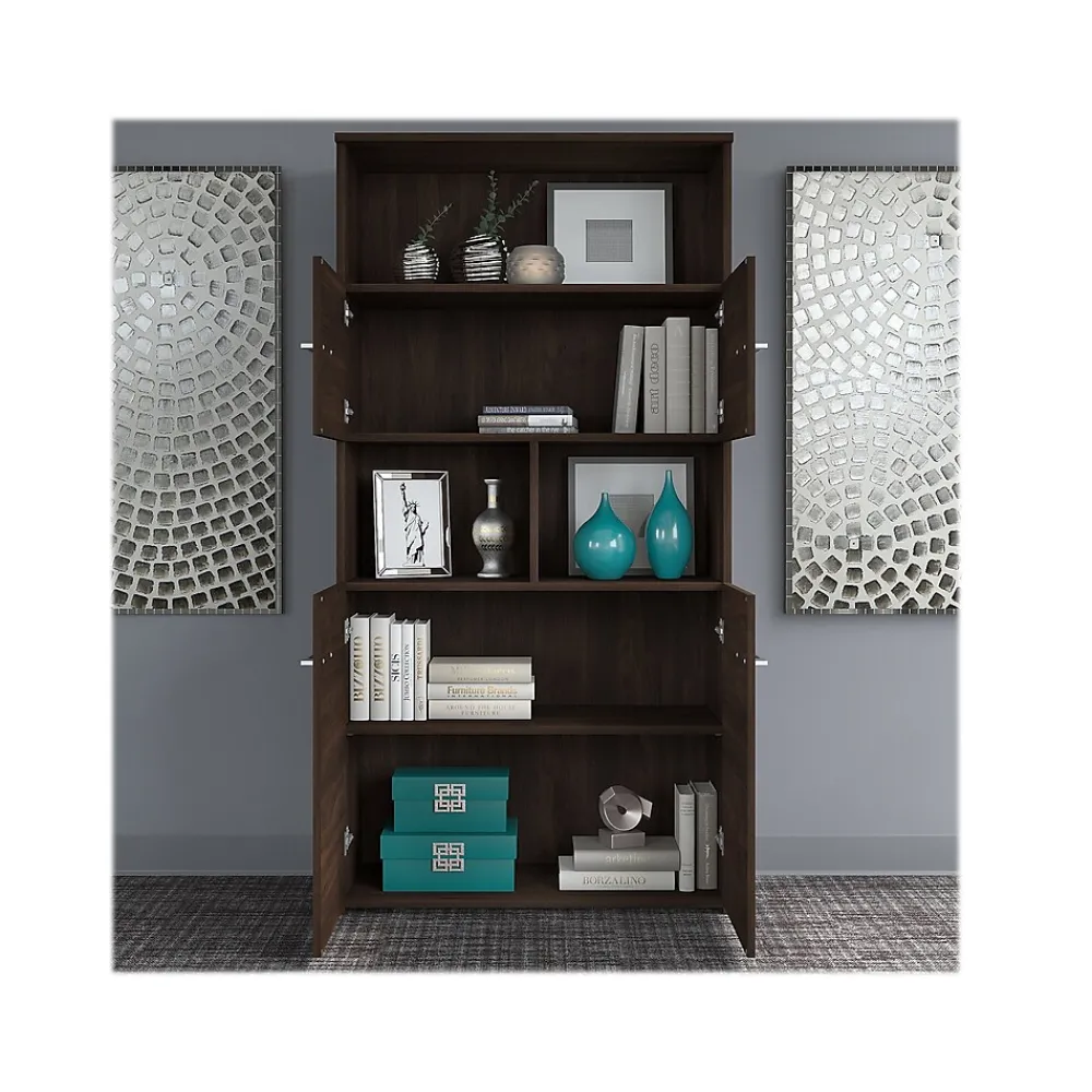 Standing Desks*Bush Business Furniture Office 500 72"W Adjustable Desk with Storage and Bookcase, (OF5006BWSU) Black Walnut