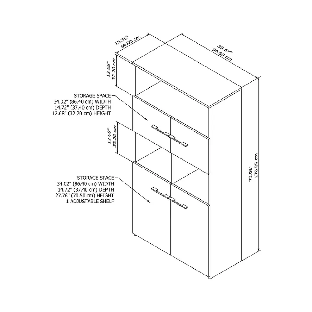 Bookcases*Bush Business Furniture Office 500 70"H 5-Shelf Bookcase with Doors, (OFB136BW) Black Walnut