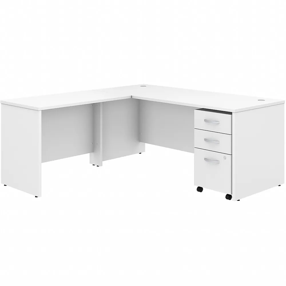 L-Desks*Bush Business Furniture Studio C 72"W L Shaped Desk with Mobile File Cabinet and Return, (STC007WH) White