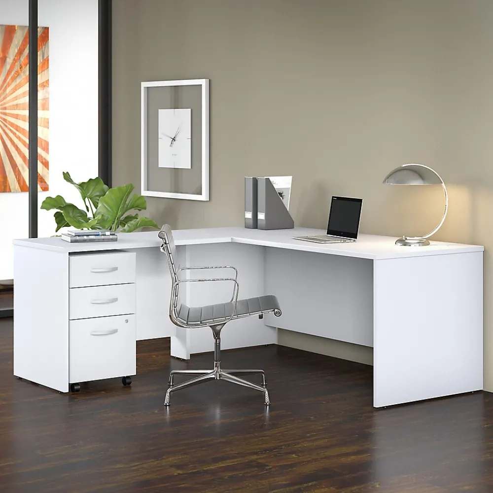 L-Desks*Bush Business Furniture Studio C 72"W L Shaped Desk with Mobile File Cabinet and Return, (STC007WH) White