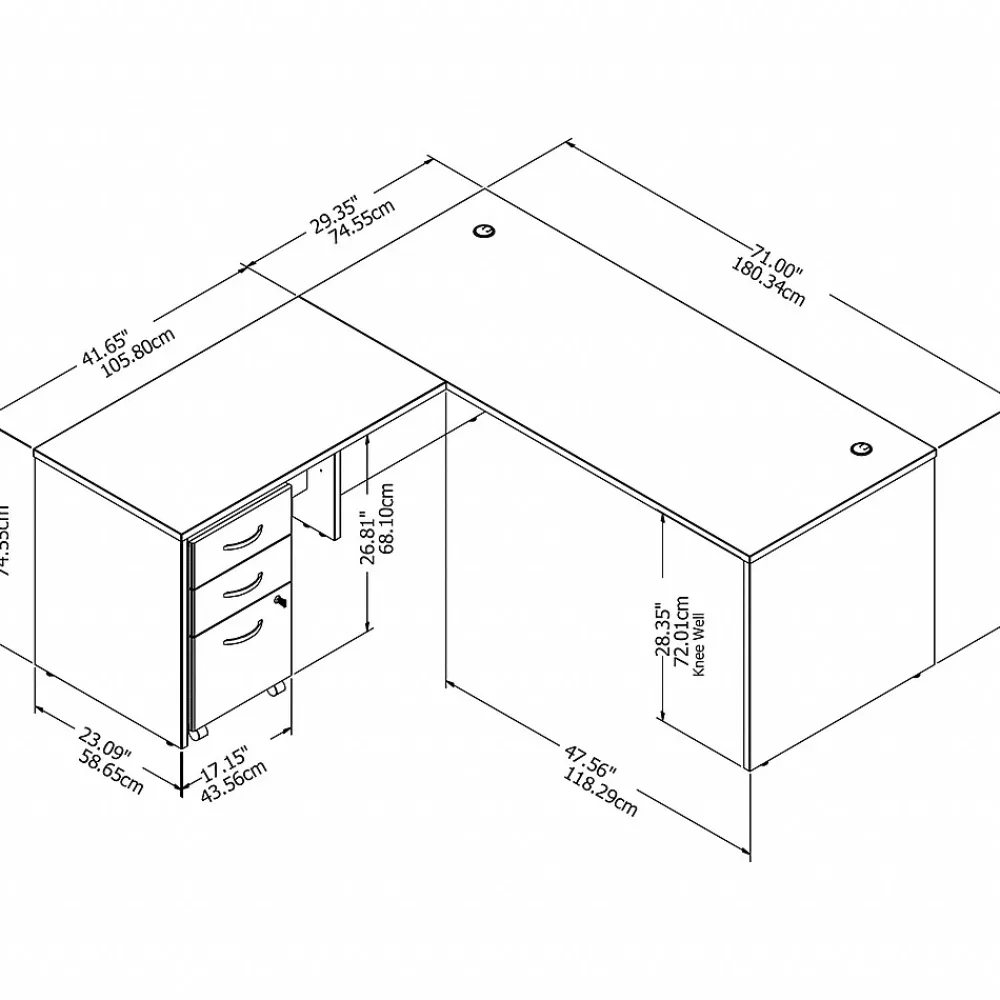 L-Desks*Bush Business Furniture Studio C 72"W L Shaped Desk with Mobile File Cabinet and Return, (STC007WH) White