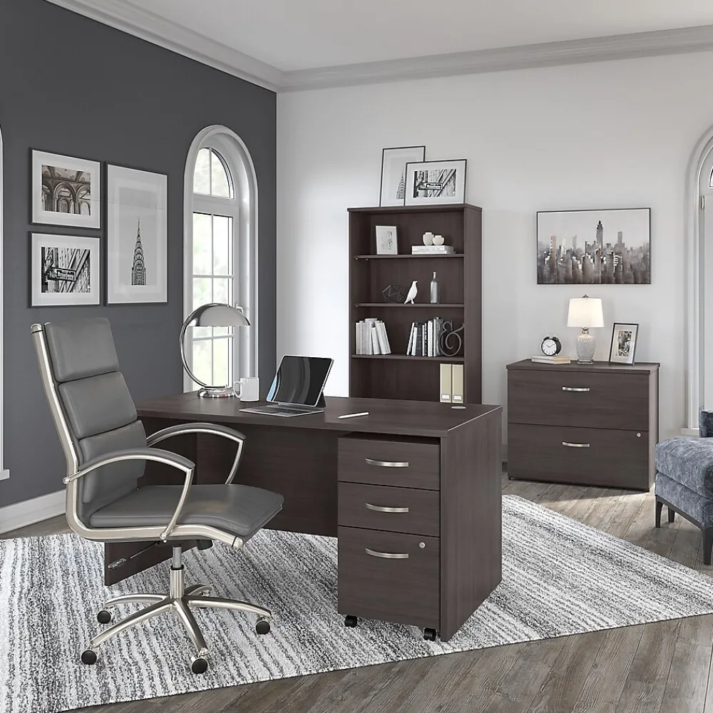 Office Desks*Bush Business Furniture Studio C 60"W Office Desk with Mobile File Cabinet, (STC014SG) Storm Gray
