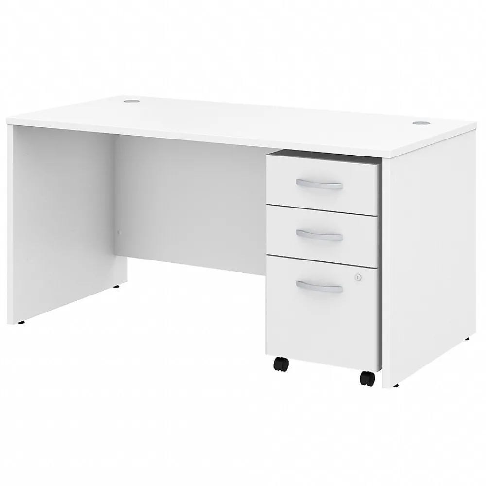 Computer Desks*Bush Business Furniture Studio C 60"W Office Desk with Mobile File Cabinet, (STC014WH) White