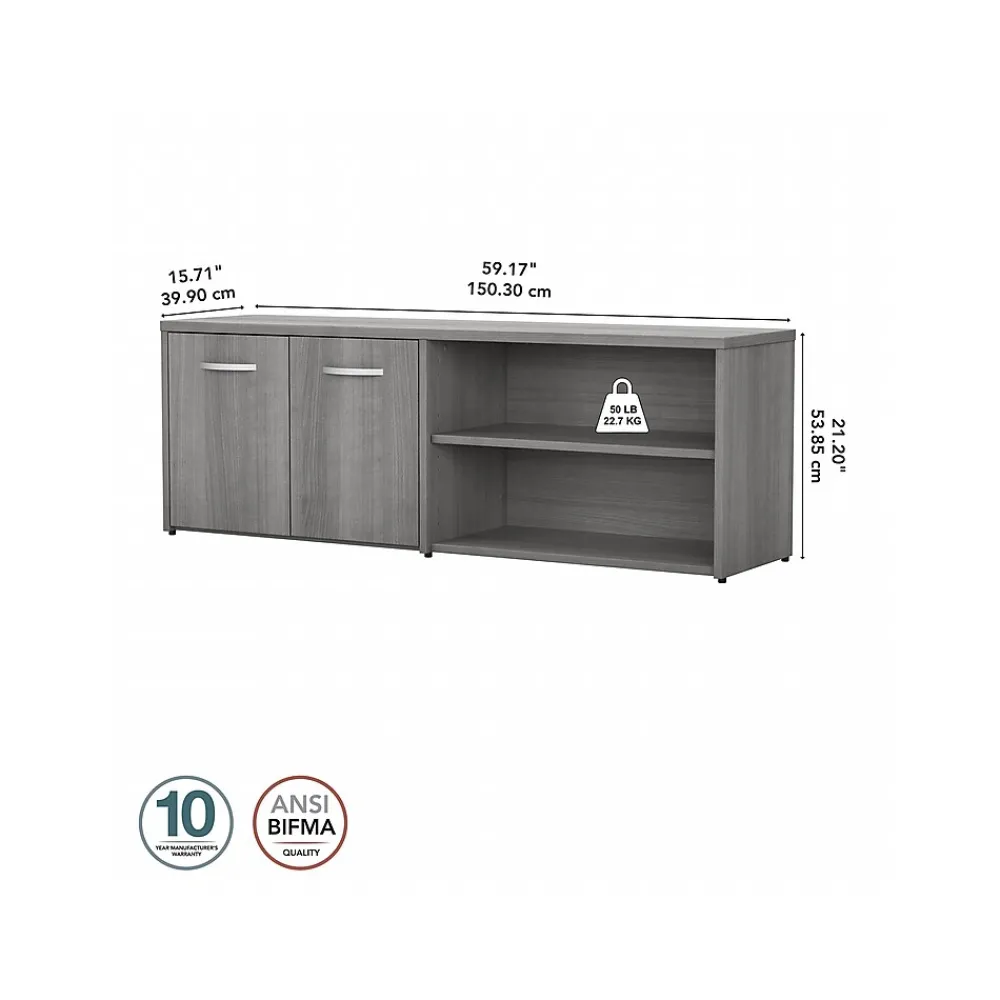 Storage Cabinets*Bush Business Furniture Studio C Low Storage Cabinet with Doors and Shelves, (SCS160PG) Platinum Gray