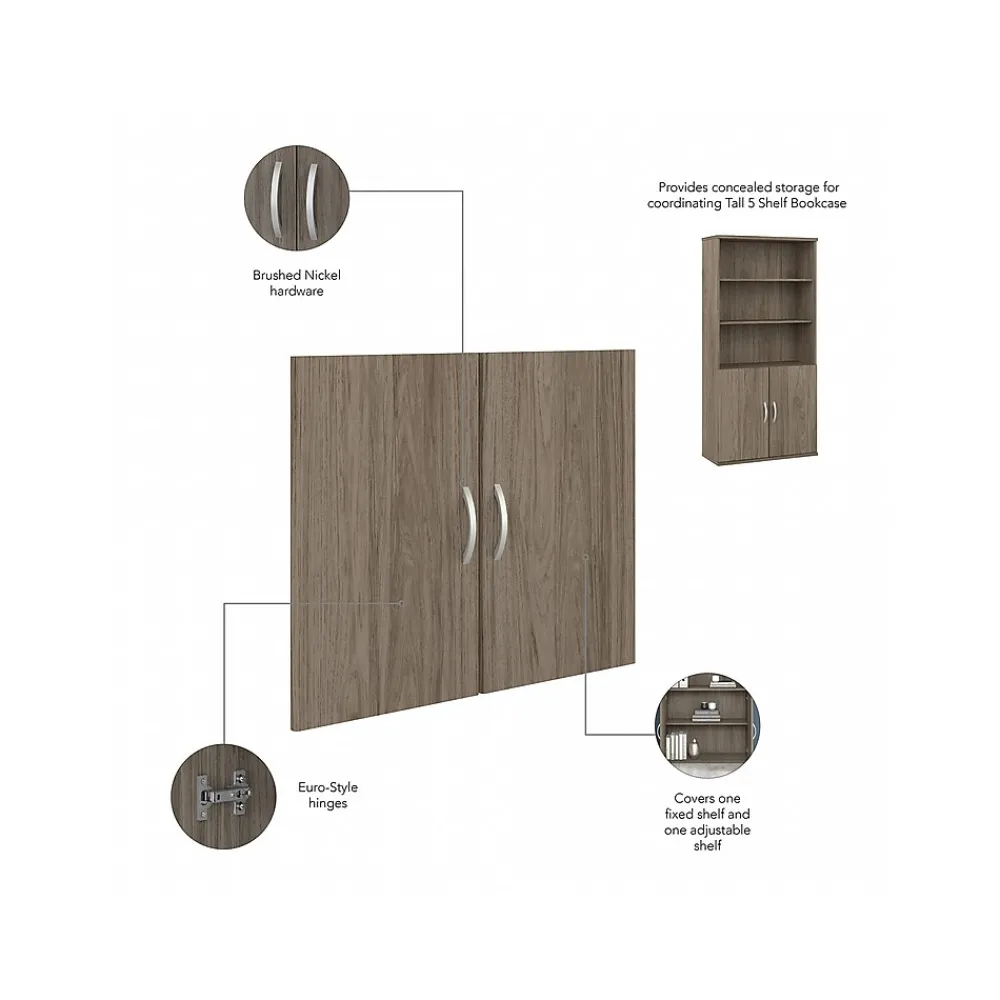 Bookcases*Bush Business Furniture Studio C 72.8"H 5-Shelf Bookcase with Doors, Laminated Wood (STC015MH) Modern Hickory