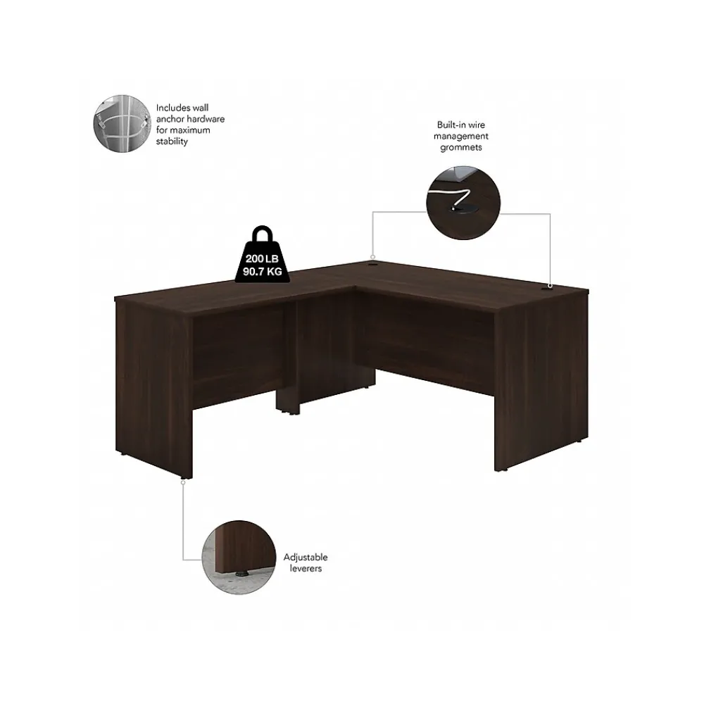 L-Desks*Bush Business Furniture Studio C 60"W L Shaped Desk with 42W Return, (STC050BW) Black Walnut