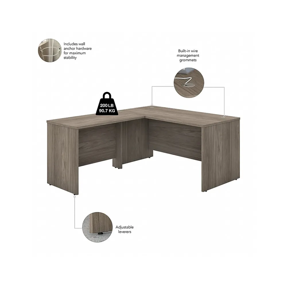 L-Desks*Bush Business Furniture Studio C 60"W L Shaped Desk with 42W Return, (STC050MH) Modern Hickory
