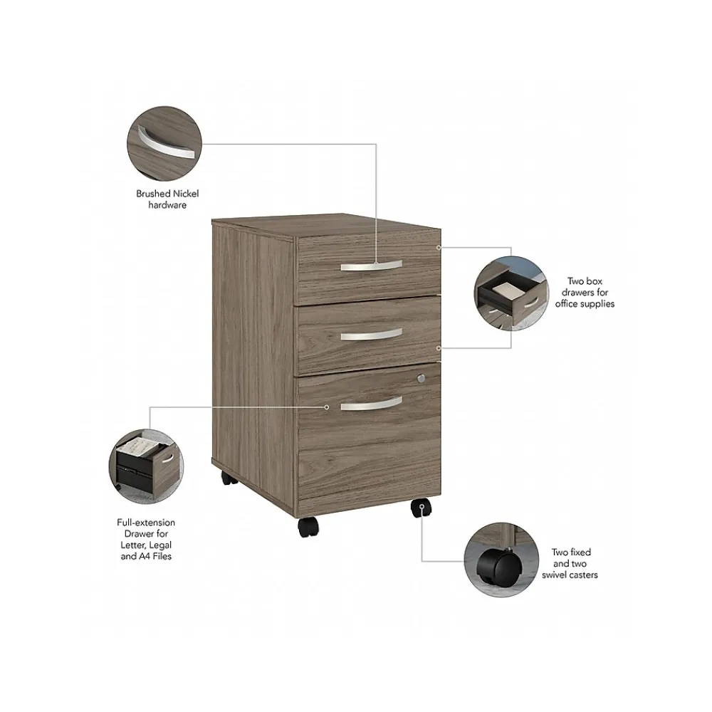 Office Desks*Bush Business Furniture Studio C 72"W L Shaped Desk with Mobile File Cabinet and Return, (STC007MHSU) Modern Hickory