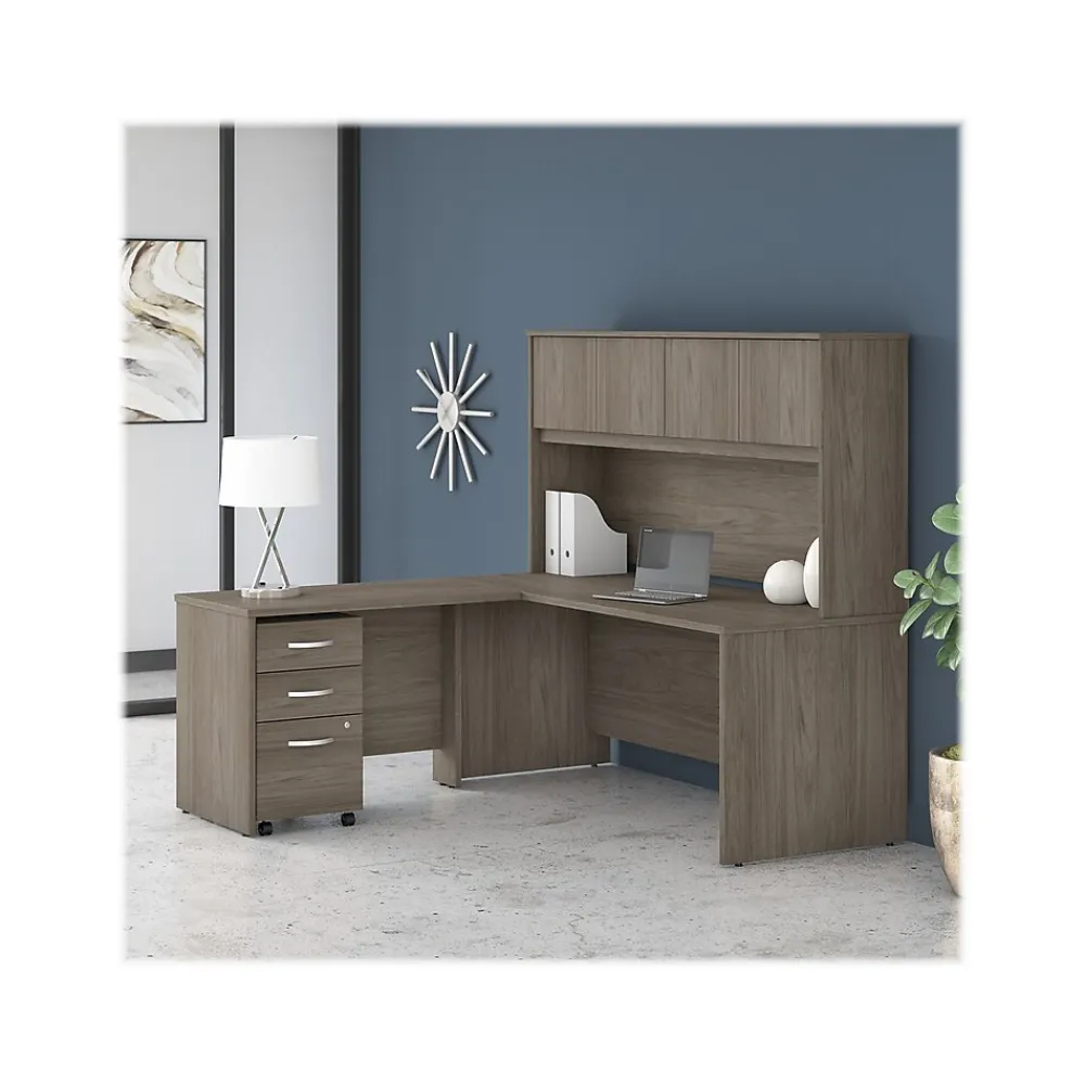 Office Desks*Bush Business Furniture Studio C 72"W L Shaped Desk with Hutch, Mobile File Cabinet and Return, (STC006MHSU) Modern Hickory