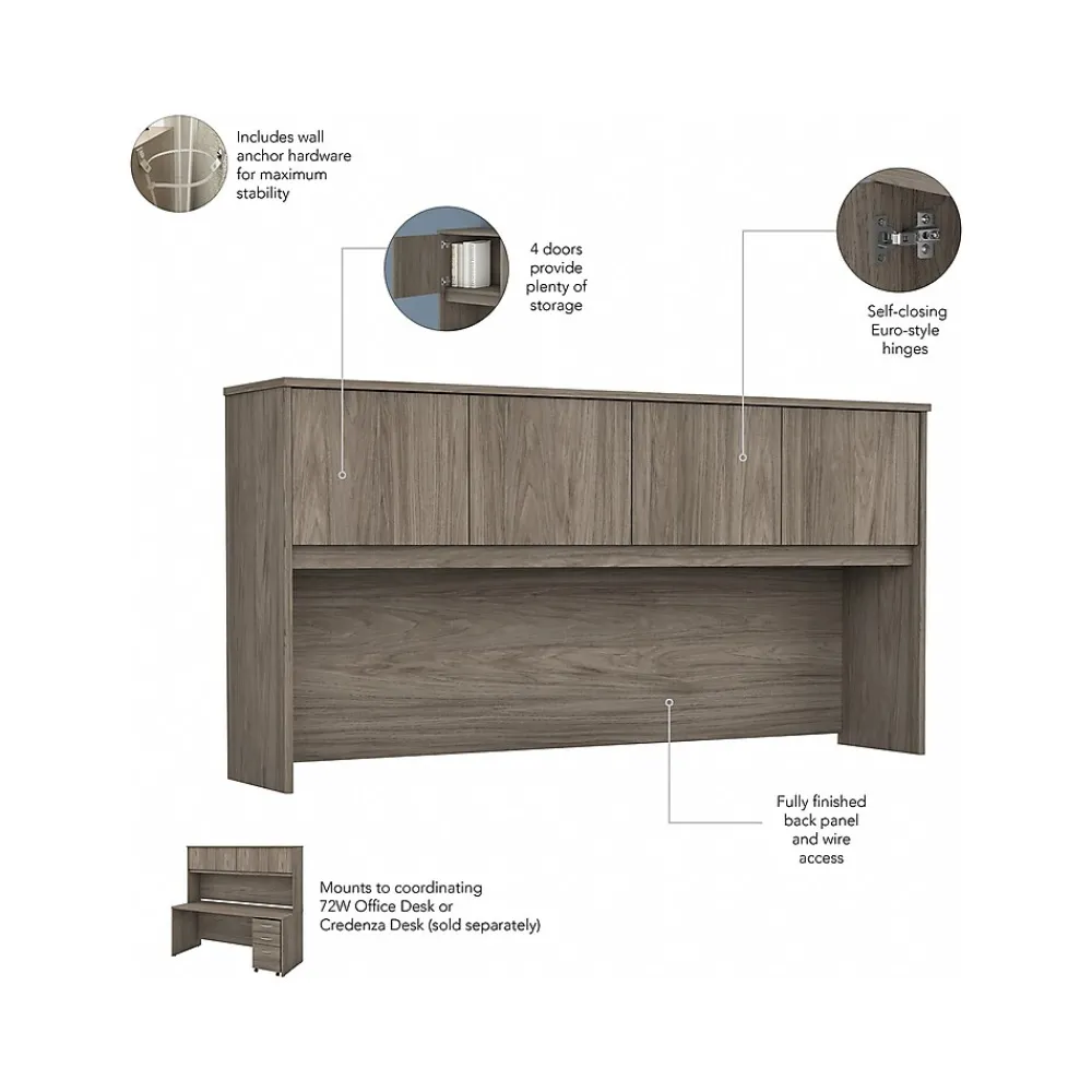 Office Desks*Bush Business Furniture Studio C 72"W L Shaped Desk with Hutch, Mobile File Cabinet and Return, (STC006MHSU) Modern Hickory