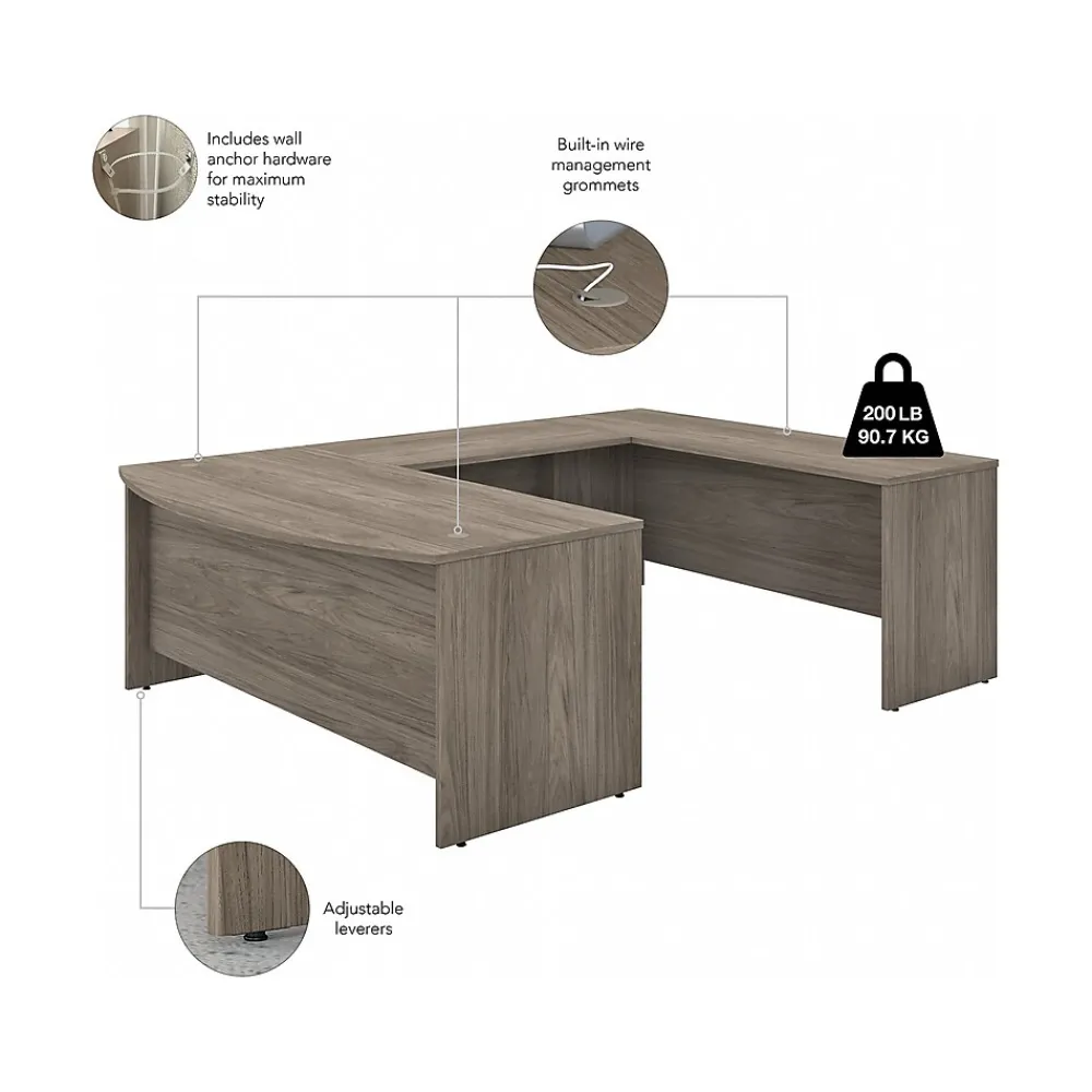 Computer Desks*Bush Business Furniture Studio C 72"W U Shaped Desk with Mobile File Cabinet, (STC004MHSU) Modern Hickory