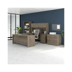 Computer Desks*Bush Business Furniture Studio C 72"W U-Shaped Desk, Hutch, Bookcase, and File Cabinets, (STC001MHSU) Modern Hickory