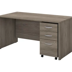 Computer Desks*Bush Business Furniture Studio C 60"W Office Desk with Mobile File Cabinet, (STC014MHSU) Modern Hickory