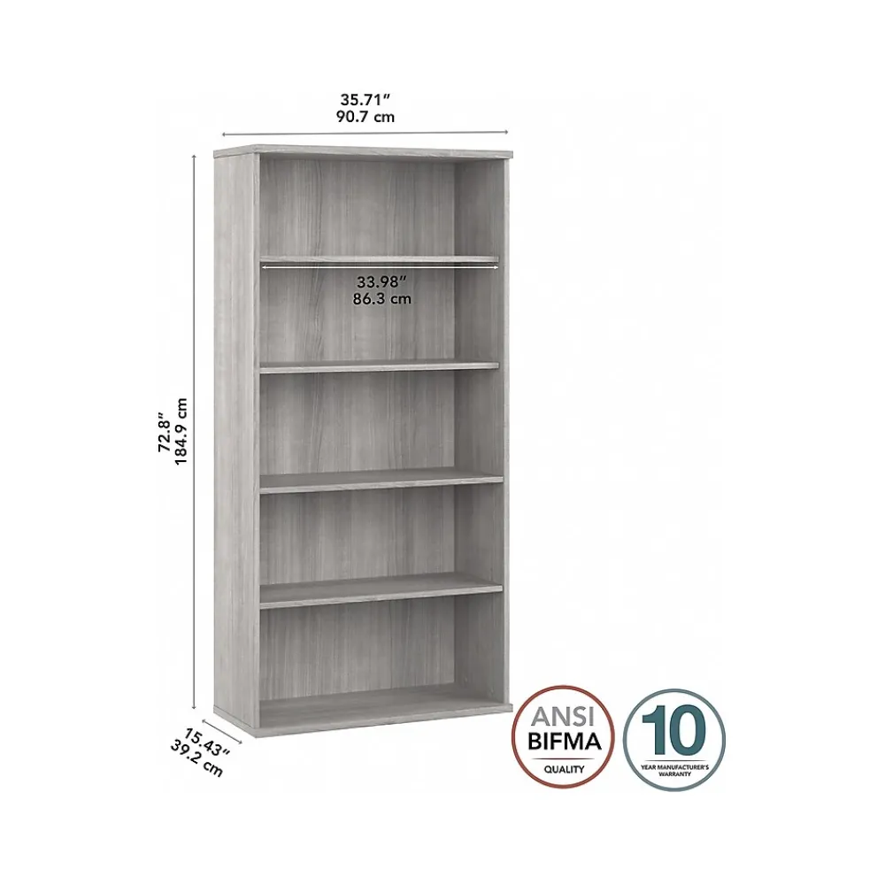 Bookcases*Bush Business Furniture Studio A 73"H 5-Shelf Bookcase with Adjustable Shelves, Laminated Wood (SDB7236PG-Z) Platinum Gray