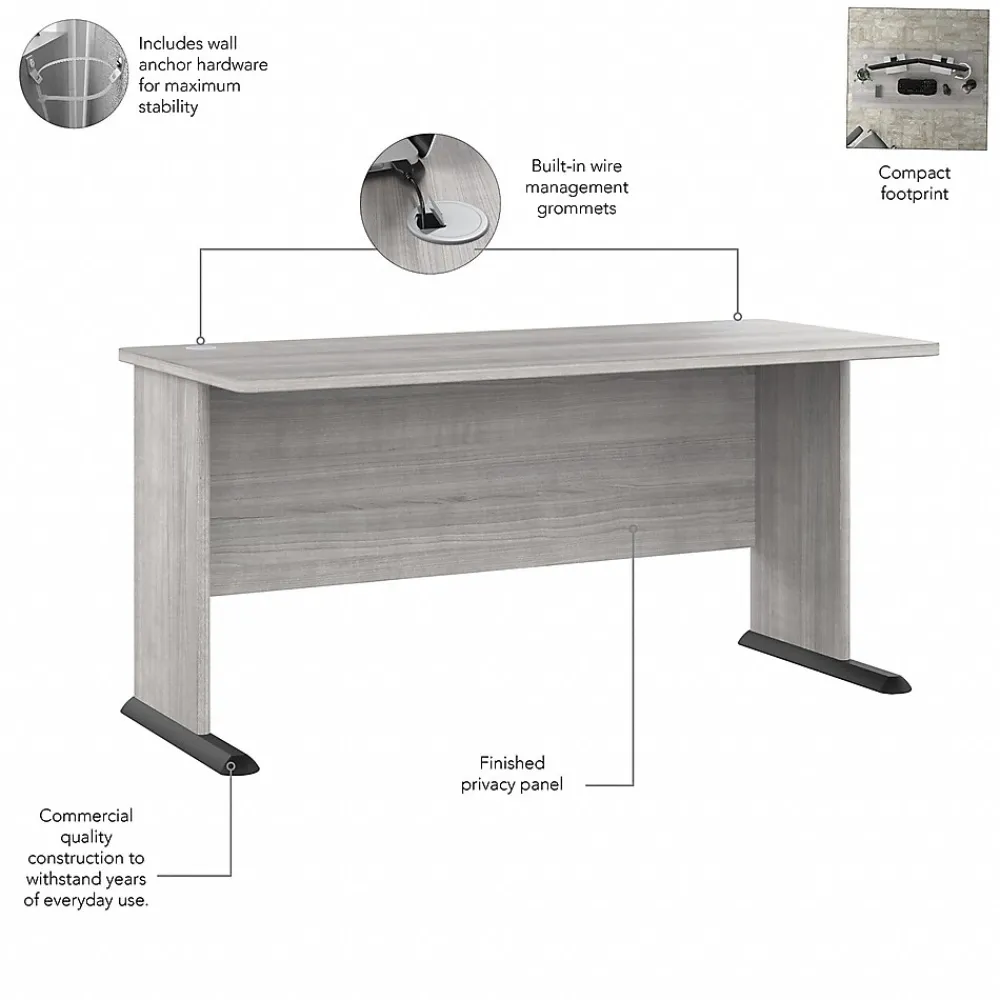 Computer Desks*Bush Business Furniture Studio A 60"W Computer Desk with 3 Drawer Mobile File Cabinet, (STA002PGSU) Platinum Gray