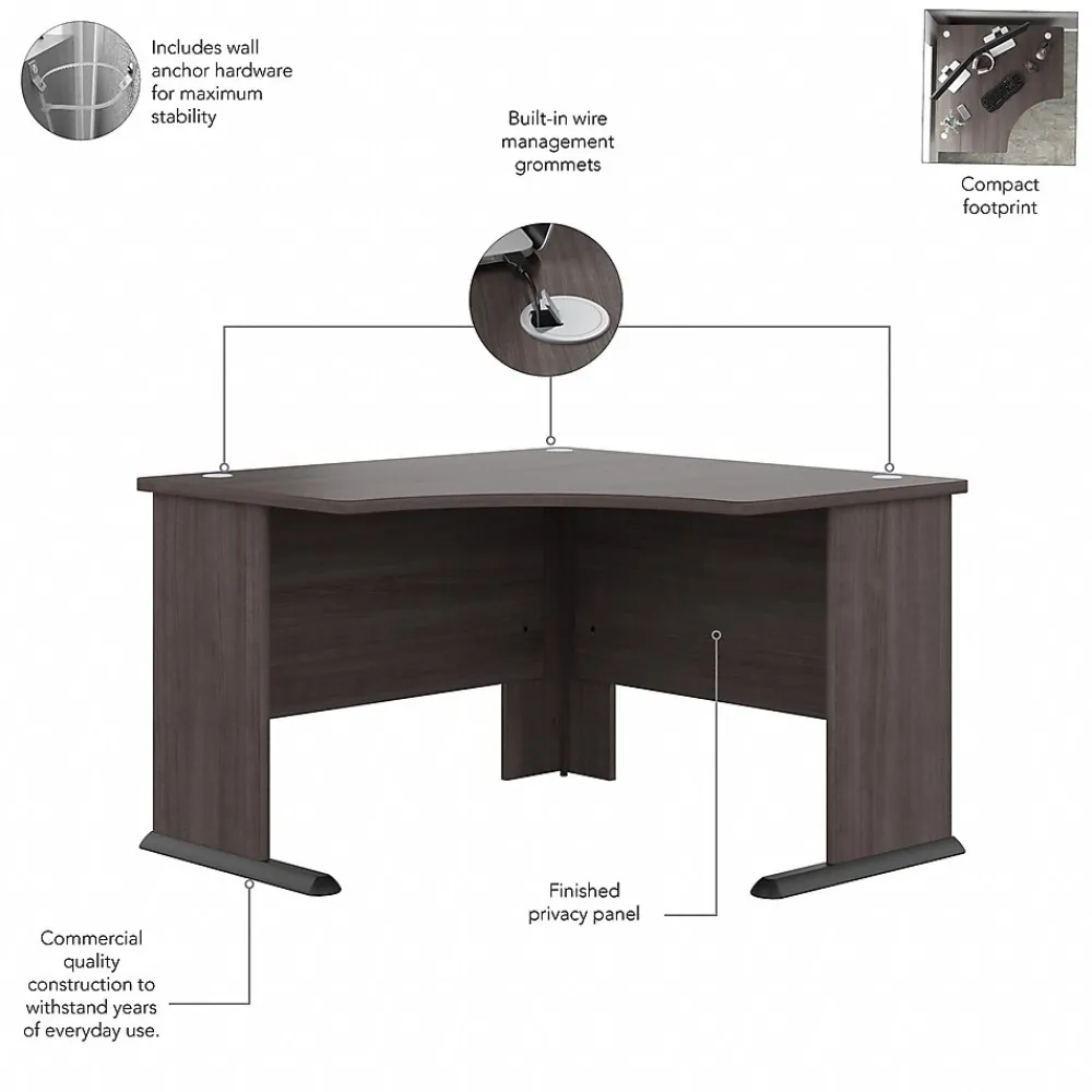 Corner Desks*Bush Business Furniture Studio A 83"W Large Corner Desk with 3 Drawer Mobile File Cabinet, (STA003SGSU) Storm Gray
