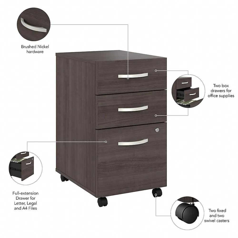 Corner Desks*Bush Business Furniture Studio A 83"W Large Corner Desk with 3 Drawer Mobile File Cabinet, (STA003SGSU) Storm Gray