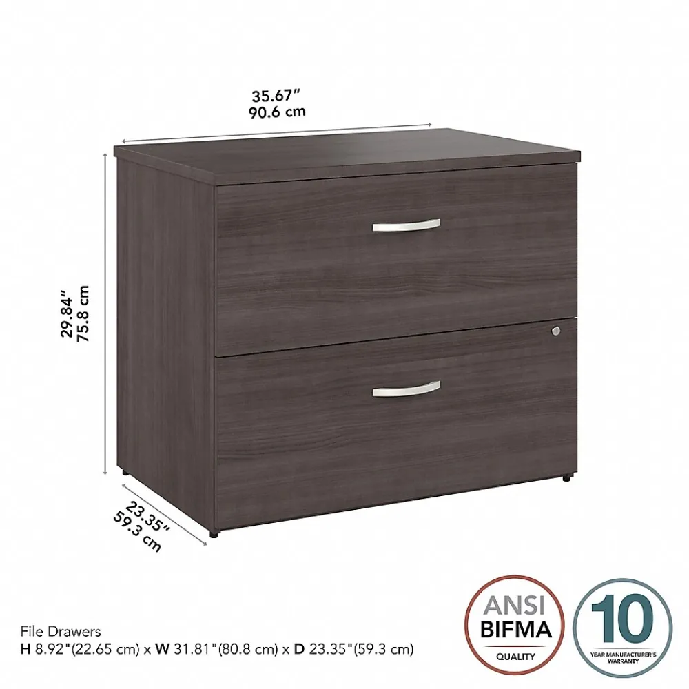 File Cabinets*Bush Business Furniture Studio A 2-Drawer Lateral File Cabinet, Locking, Letter/Legal, , 36" (SDF136SGSU-Z) Storm Gray
