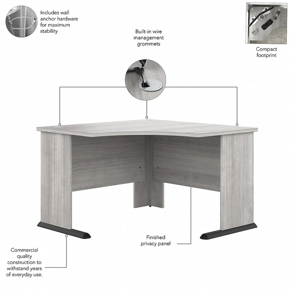 Corner Desks*Bush Business Furniture Studio A 83"W Large Corner Desk with 3 Drawer Mobile File Cabinet, (STA003PGSU) Platinum Gray