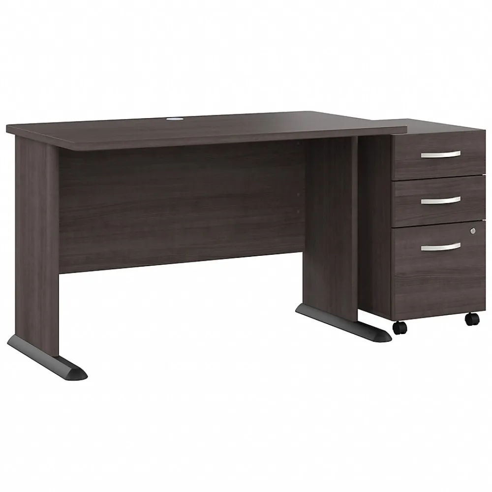 Office Desks*Bush Business Furniture Studio A 48"W Computer Desk with 3 Drawer Mobile File Cabinet, (STA001SGSU) Storm Gray