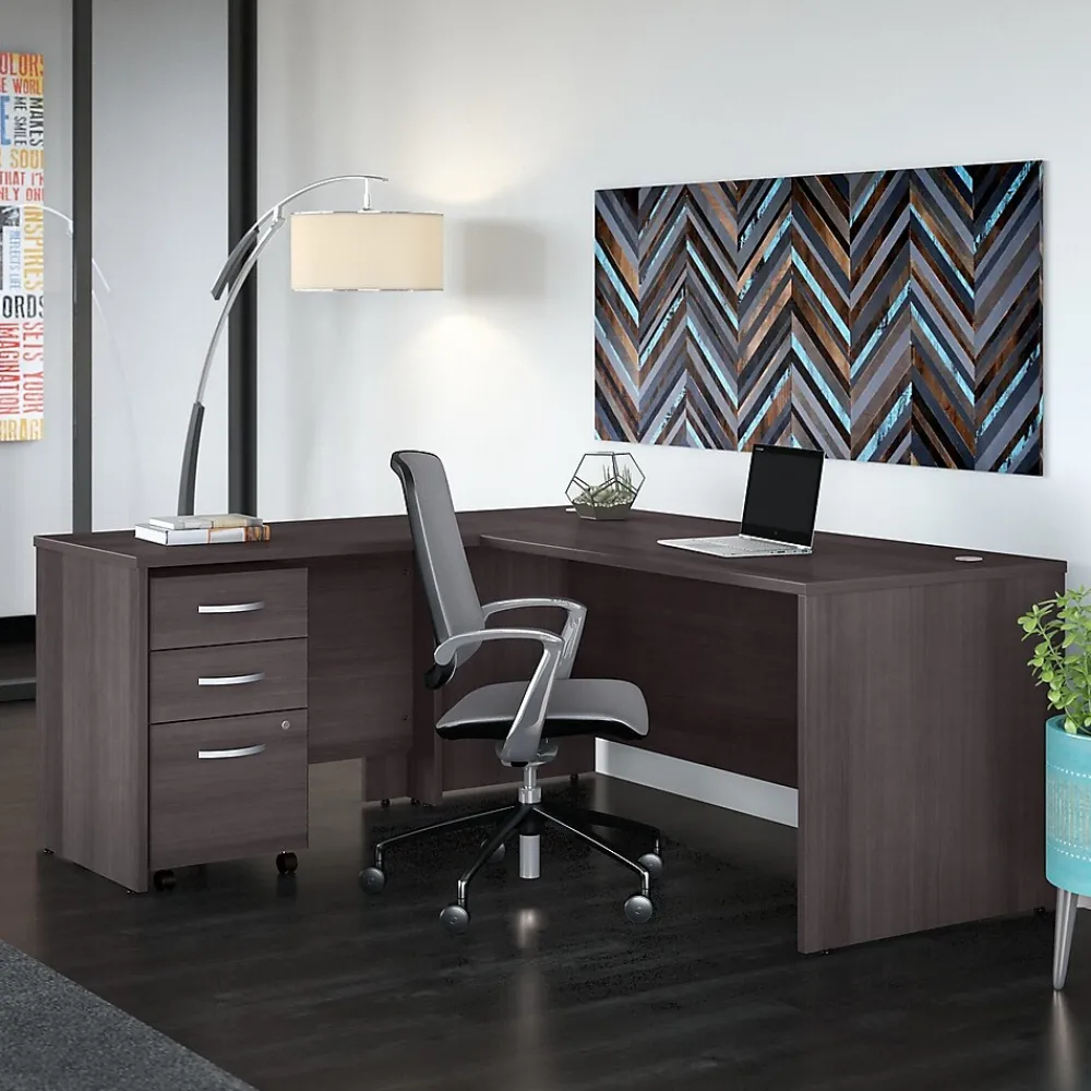 L-Desks*Bush Business Furniture Studio C 72"W L Shaped Desk with Return, (STC049SG) Storm Gray