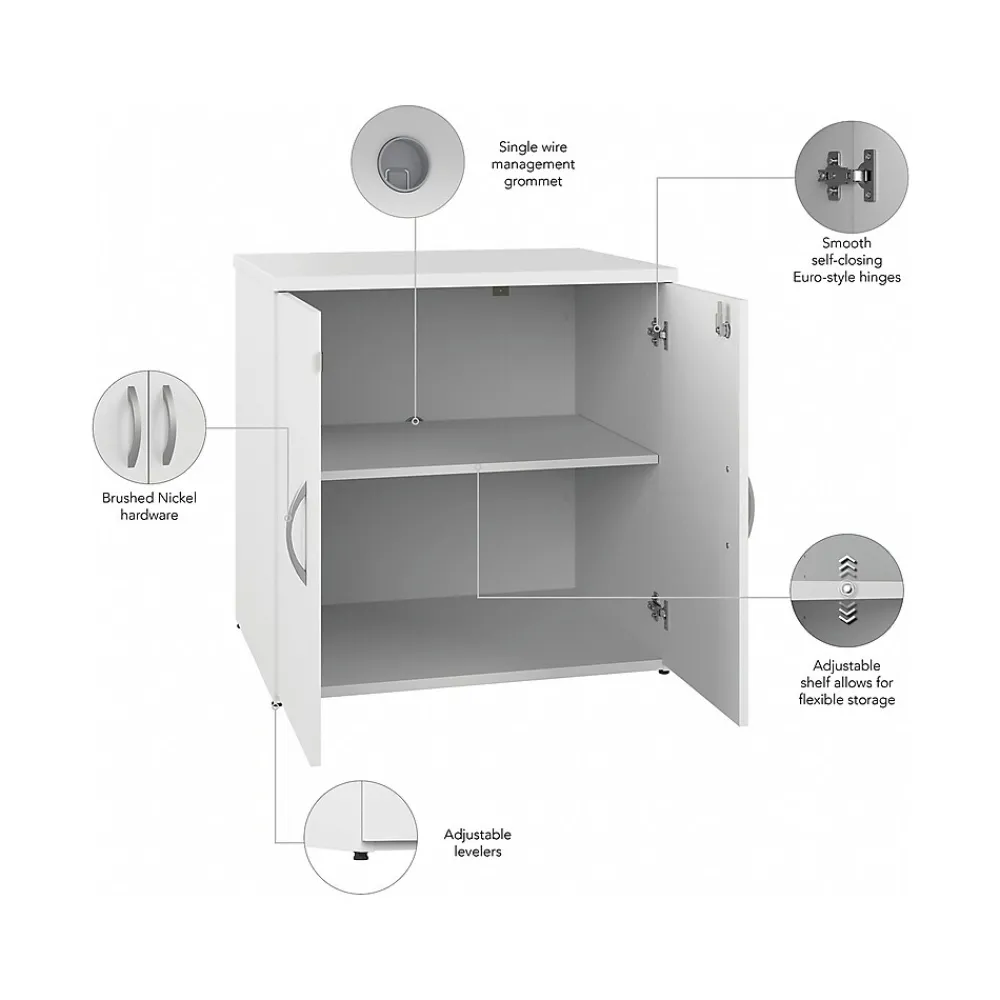 Storage Cabinets*Bush Business Furniture Studio C 30" Storage Cabinet with 2 Shelves, White (SCS130WH)