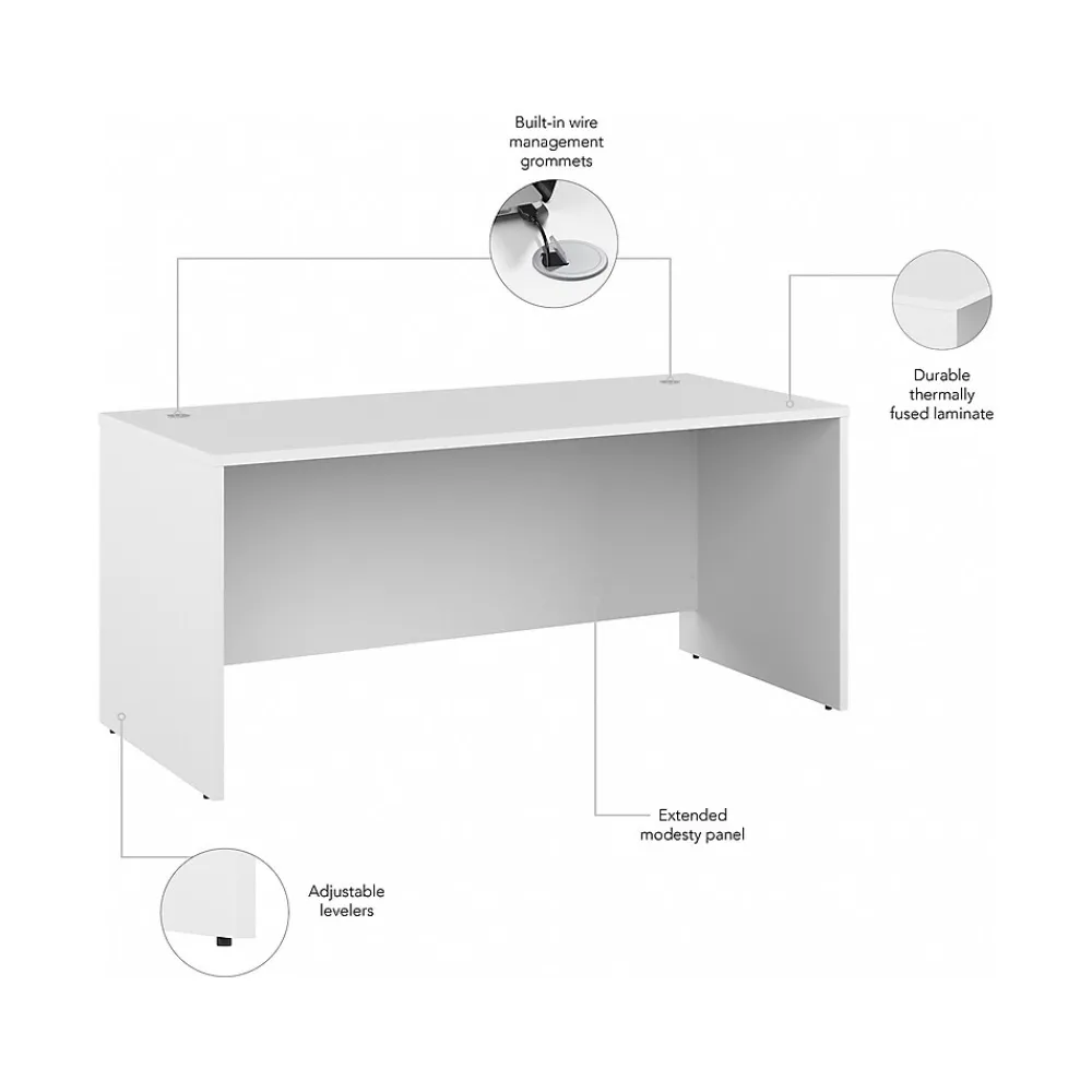 Computer Desks*Bush Business Furniture Studio C 66"W Office Desk, White (SCD166WH)