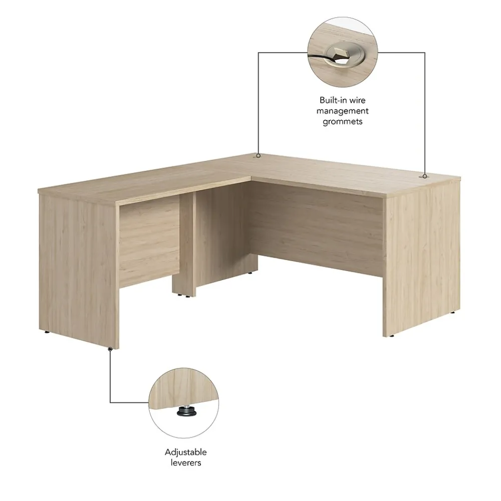 L-Desks*Bush Furniture Bush Business Furniture Studio C 60"W L Shaped Desk with Return, Natural Elm (STC050NE)