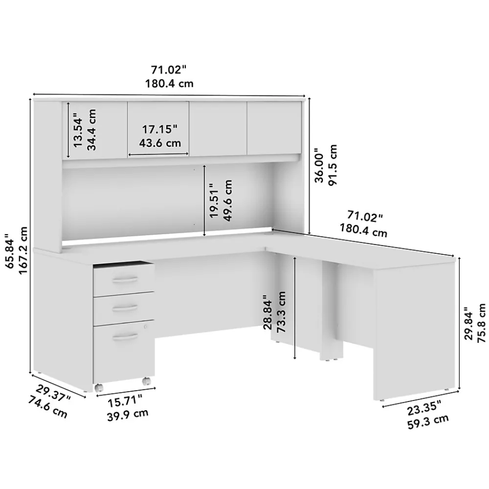 L-Desks*Bush Furniture Bush Business Furniture Studio C 72"W L Shaped Desk with Hutch and Mobile File Cabinet, Natural Elm (STC006NESU)