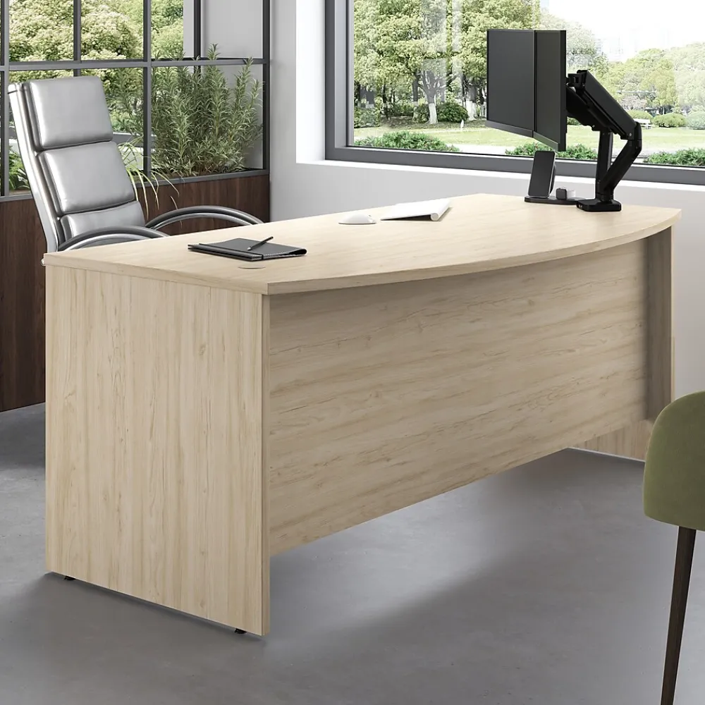 Computer Desks*Bush Furniture Bush Business Furniture Studio C 72"W Bow Front Desk, Natural Elm (SCD172NE)