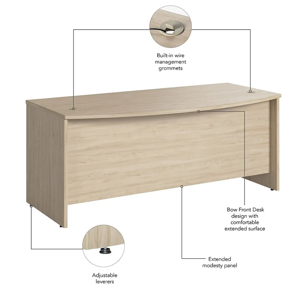 Computer Desks*Bush Furniture Bush Business Furniture Studio C 72"W Bow Front Desk, Natural Elm (SCD172NE)
