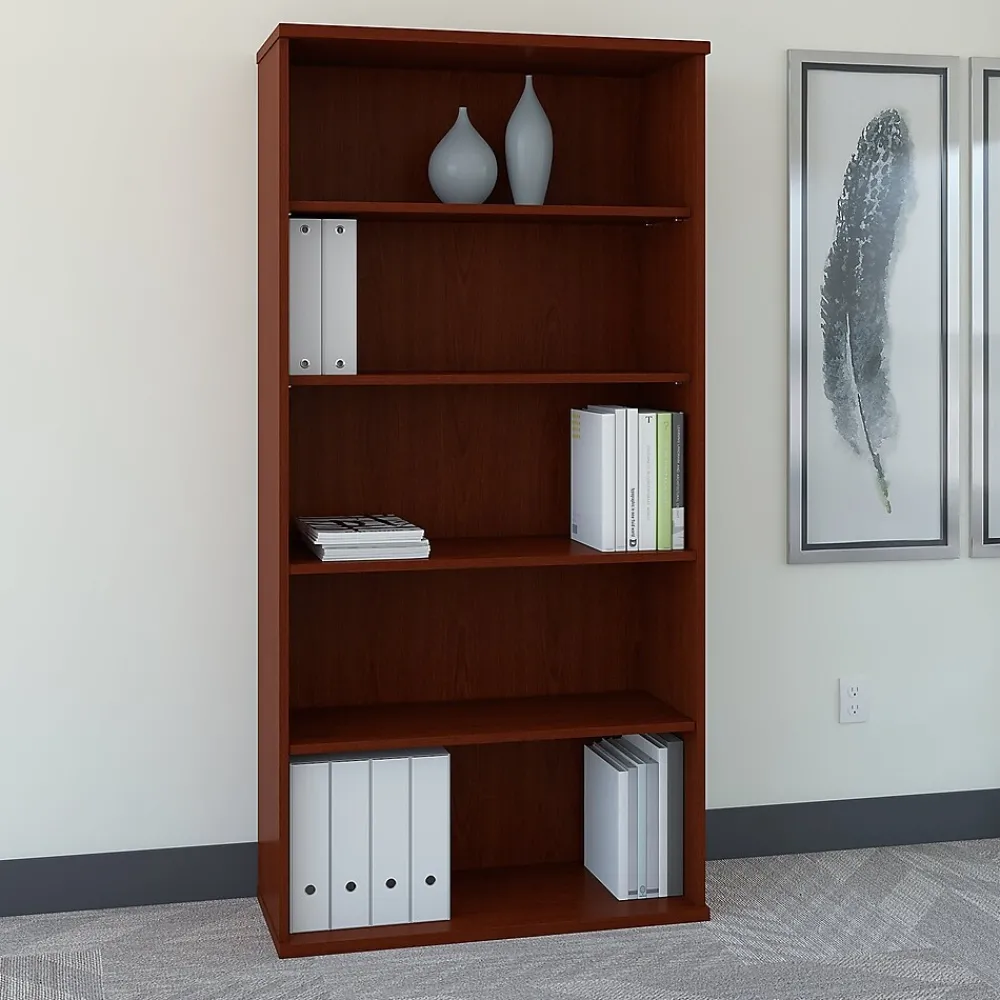 Bookcases*Bush Business Furniture Series C 72.79" 5-Shelf Bookcase with Adjustable Shelves, Laminated Wood (WC36714) Mahogany