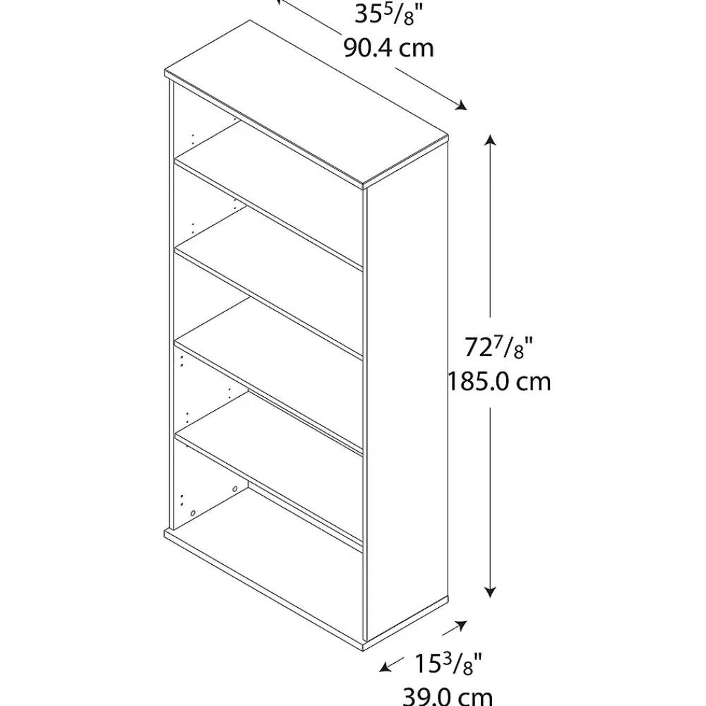 Bookcases*Bush Business Furniture Series C 72.79" 5-Shelf Bookcase with Adjustable Shelves, Laminated Wood (WC36714) Mahogany