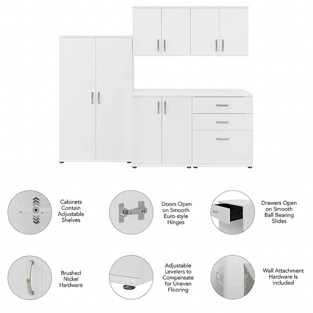Storage Cabinets*Bush Business Furniture Universal 62" 5-Piece Modular Storage Set with 11 Shelves, White (UNS003WH)