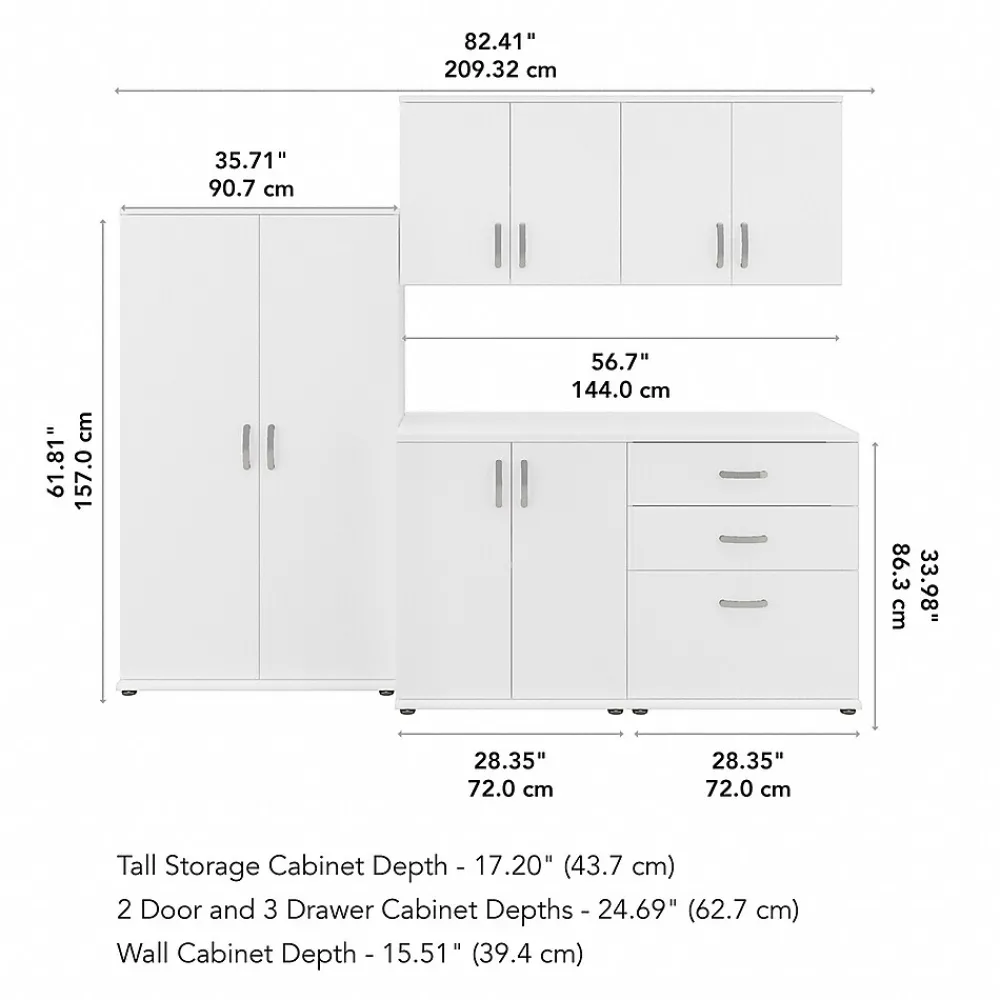 Storage Cabinets*Bush Business Furniture Universal 62" 5-Piece Modular Storage Set with 11 Shelves, White (UNS003WH)