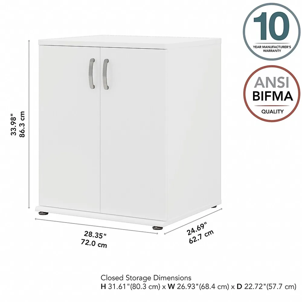 Storage Cabinets*Bush Business Furniture Universal 34" Floor Storage Cabinet with 2 Shelves, White (UNS128WH)