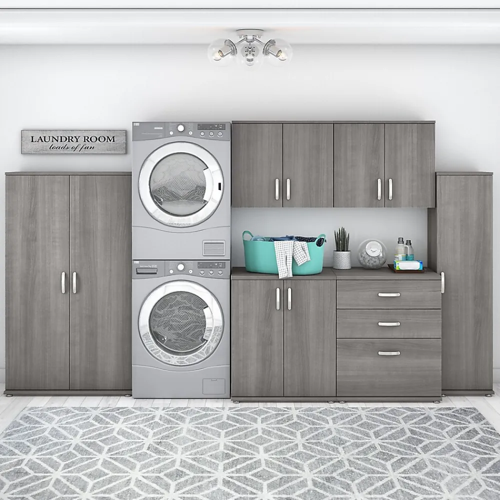 Storage Cabinets*Bush Business Furniture Universal 62" 6-Piece Modular Storage Set with 14 Shelves, Platinum Gray (UNS002PG)